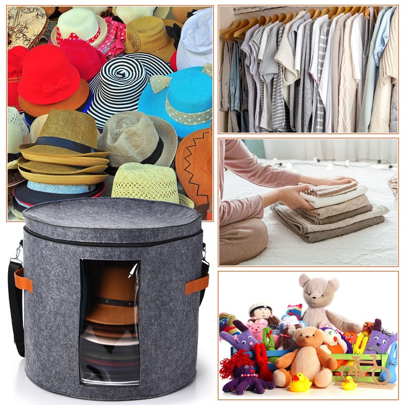 Suzile 4 Pcs Hat Boxes Oversized Round Cowboy Hat Storage