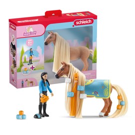 Schleich Horse Club Sofia's Beauties 18-Piece Horse Beauty Set - Horse Rider Kim and Horse Figurine with Brushable Styling Hair Plus Bead and Clip Accessories, Gift for Boys and Girls Ages 5 and up