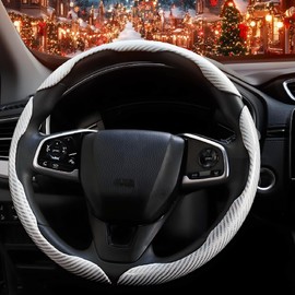 3 Pcs Carbon Fiber Car Steering Wheel Cover, Anti-Skid & Scratch-Proof,Segmented, Butterfly Thin Steering Wheel Cover Men/Women Universal Fit 14.5"-16" Wheel Covers for Cars/Truck/SUV