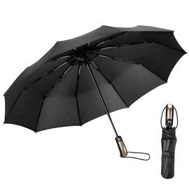 EMAGIE Paraguas Automático de Viaje Paraguas Plegable Grande de Golf Sombrilla de Viaje Protección UV Paraguas para lluvia Anti-Viento Portátil Compacto Seca Rápido 46 Pulgadas(Negro)