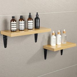 Sayayo 4Pcs Shelf Brackets 8 inch, Black L Brackets Heavy Duty Angle Shelf Supports London Style