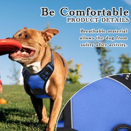 Funfox Dog Harness Medium Sized Dog, No Pull Dog Harness Adjustable Soft Material 2 Clips Pet Vest Harness with Reflective Strips Sturdy Handle for Daily Walking for Medium Breed Dogs Blue Size M