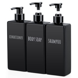 Segbeauty Shampoo Bottle Body Soap Refill Dispenser 3-Piece Set 500ml Black Direct Placement Type PTEG Made with Pump for Shampoo Bathroom Bath Use Conditioner