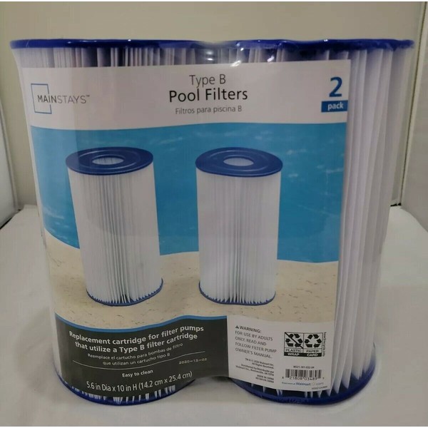 B Pool Filters Summer Waves, Mainstay, Intex Style. Replacement 2 pack.