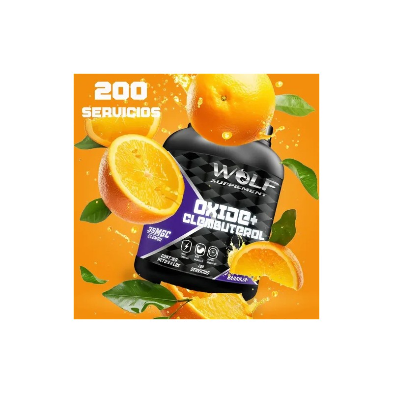 Óxido Nítrico + Clembuterol Wolf Suplements 1kg Pre Entreno