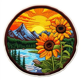 Sunflowers Patch 3" Iron-on Embroidered Sublimated Applique for Clothing Vest, Sew-on Decorative Embroidery, Badge Emblem, Wild Flowers, National Parks, Nature Souvenir, Wild Animals, Outdoor Patches