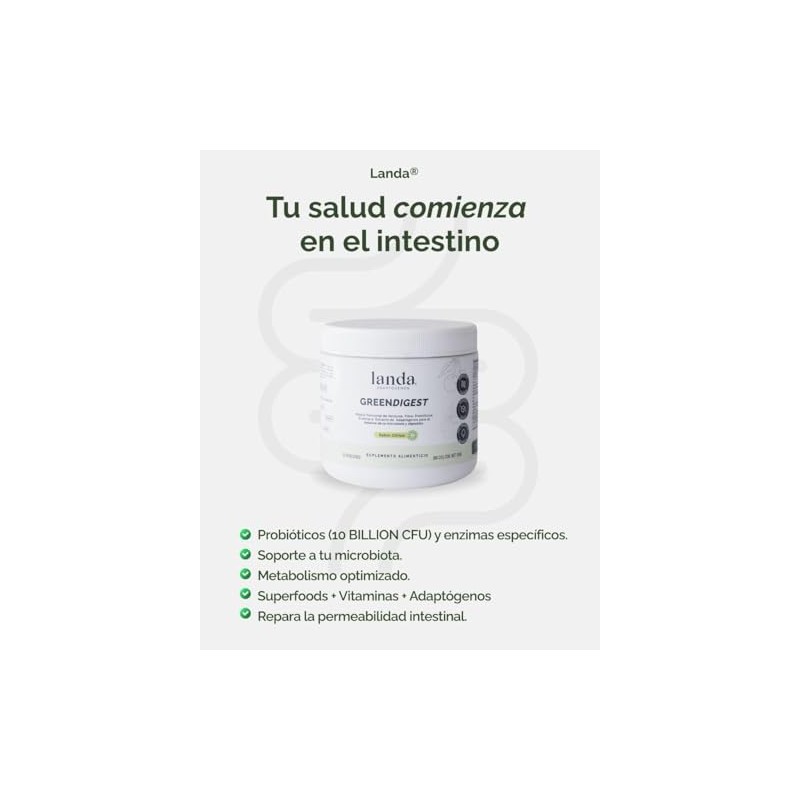 LANDA GreenDigest Mix Verde en Polvo con Probióticos 10 Billion