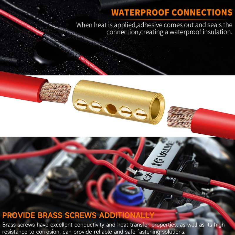 6 Gauge Wire Butt Connectors 6 PCS Brass Mechanical Butt