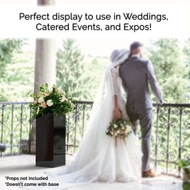 One Piece Acrylic Pedestal Art Stand Glossy Black Display No Lid 12" x 12" x 32" High No Assembly Column Lifter Elegant Display Weddings Celebrations Cube Riser Showcase by Marketing Holders
