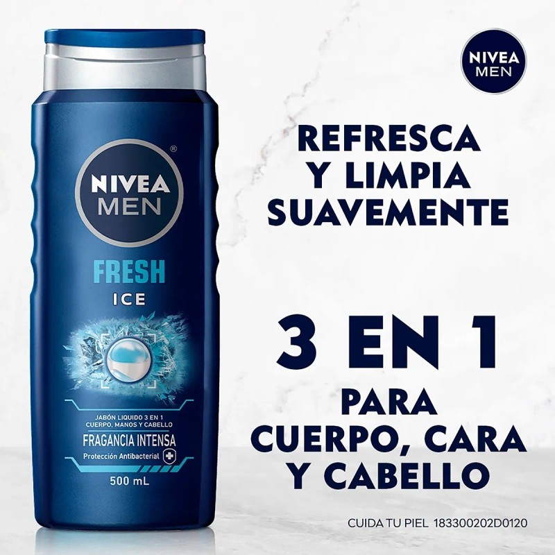 Jabón Corporal Nivea Men Fresh Ice Antibacterial, 500 Ml