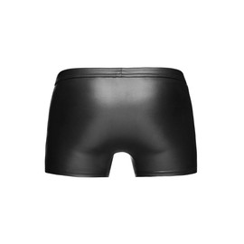 NOIR HANDMADE, H006-L, Men - Kunstleder Shorts mit Zipper und Ziernähten, schwarz