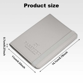 Zimoer PU Leather Passport Case, Passport Cover with RFID Blocker, Portable Aeroplane Passport Cover, Universal Passport Cover with Card Slot Elastic Band, for Passport, ID Cards, Travel Documents