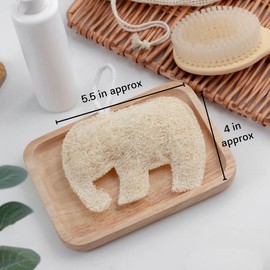 Thai Elephant Shaped Fancy Luffa,Natural Loofah Sponge Exfoliating Body Scrubber, Loofah Shower Pad, Eco-Friendly and Biodegradable,Bath and Spa for Men Women (2 Pack)