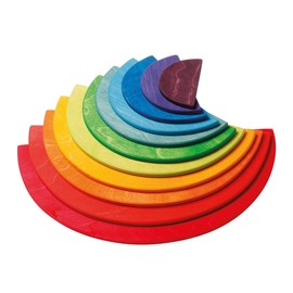 Grimm's Toy Educational Toy, Wooden Building Blocks, Stand-Up, Board, Height 7.3 x Width 14.6 x Thickness 0.3 inches (18.5 x 37 x 0.8 cm) (Largest Parts) Rainbow Semi Circle