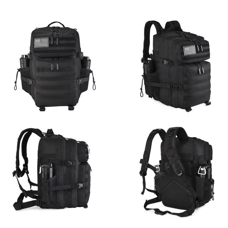 R.SASR Black Tactical Backpack, Military Backpack, Molle Backpack (Black-2.0)