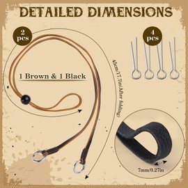 TMKEFFC 2 Pack Genuine Leather Hat Chin Straps – Brown & Black Adjustable Hat Cords with Cotter Pins – Real Cowhide Windproof Strap for Cowboy, Sun, Western, and Outdoor Hats for Men & Women