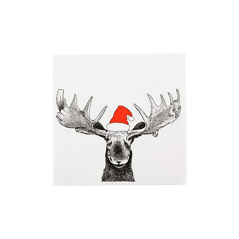 13 Inch Paper Luncheon Napkins, 20 Holiday Moose Design Printed