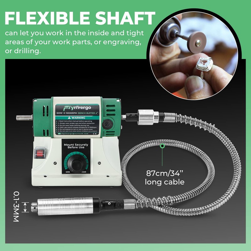 Flyrivergo Bench Buffer Polisher with Accessories Adjustable Variable Speed Multi-Function
