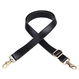 JAKAGO 140cm Universal Replacement Adjustable Leather Shoulder Strap with Metal Swivel Hooks for Leather Crossbody Bag Briefcase Messenger Bag Shoulder Bag Satchel DIY Purse Making (Black)