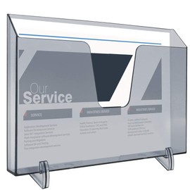 Acrimet Pocket File Holder Horizontal Design Brochure Display (for Wall Mount or Countertop Use) (Removable Supports Included) (Letter Size) (Smoke Color)