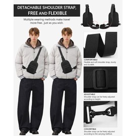 Peicees Small Crossbody Bag Purse for Men Womens Mini Sling Bag Chest Backpack Phone Holder Waterproof with Convertible Strap, Grey