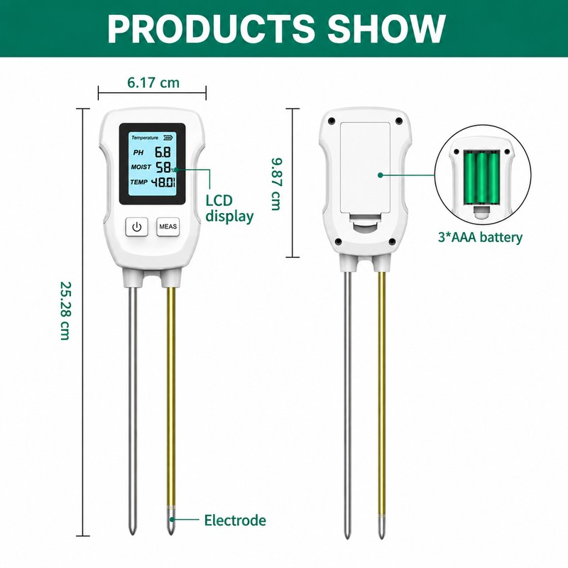 Digital Soil Tester for Plants – 3-in-1 pH, Moisture &