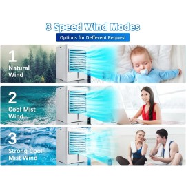 Does Not Apply Portable Air Conditioners, Evaporative Air Cooler with 3 Speeds, USB Touch