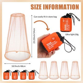 HESTYA 4 Pack Mosquito Bug Net Mesh for Head Mosquito Net Face Fly Netting Hood from Insect Bugs Gnats for Outdoor(Khaki)