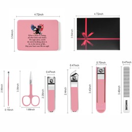 TTJHGYQO 6-Piece Nail Clipper Set with Nail File, Tweezers and ingrown toenail Removal kit Travel Nail kit for Men and Women (Eagle Pink)