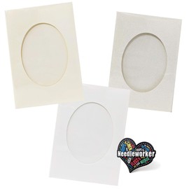 ThingamaJungle Cross Stitch Aperture Greeting Card Set with White Envelopes, Set of 30-10 White, 10 Ivory & 10 Parchment Color With 'Needleworker' Sticker