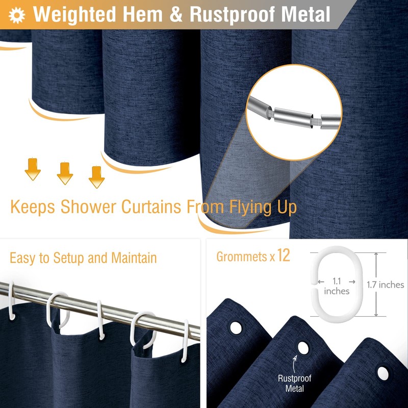BTTN Extra Long Shower Curtain - 72x84 Inch Long Linen