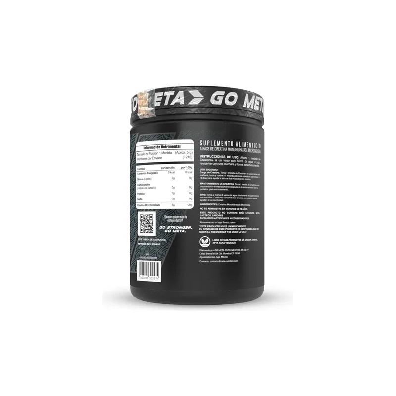 Creatina Meta Nutrition Monohidratada 1050 Gr 210 Servicios Sabor Sin