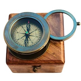 SIFAAT WORLD Vintage Map Compass in Wooden Box, Gifts for Dad, Great Gift Ideas for Him, Decorative Compass