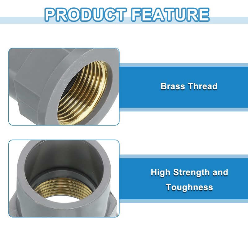 sourcing map 3 Pcs PVC Pipe Fittings, 25mm 3/4 PT
