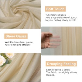 Wokceer Wedding Arch Draping Fabric 6 Panels 28.7" x 20FT Champagne Drapes Sheer Fabric Backdrop Arch Draping Fabric for Wedding Ceremony Birthday Party Bridal Shower Decoration