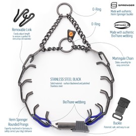 Herm Sprenger Black Stainless Steel Dog Collar with Quick Release ClicLock Buckle O-Ring Biothane Insert Training Collar Made in Germany (Blueberry Royal, 16in x 2.25mm(Neck Size up to 13-14in))
