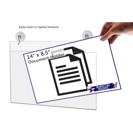 Marketing Holders 2 Pack Suction Cup Hooks Sign Holder 14” x 8.5" Document Holder Double Sided Window Mount Menus Daily Specials and Events Sign Sleeve for Restaurants and Cafes