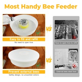 Upgraded Rapid Bee Top Feeder with Anti-Drowning Sponge Rings, Round Hive Top Feeders for 8-Frame and 10-Frame Bee Hives (2 Pack)
