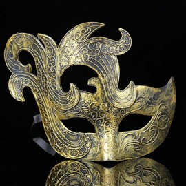 Maeaccx Masquerade Mask for Men, Phantom Opera Mask, Mardi Gras Ball Party Classic (Gold)