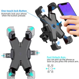 2025 Upgraded Bike Phone Holder,[1s Auto Lock] Motorcycle Phone Mount,Bicycle Phone Holder,Dirt Bike Accessories, Gifts for Men and More 4.7-6.8 inch Cell Phone