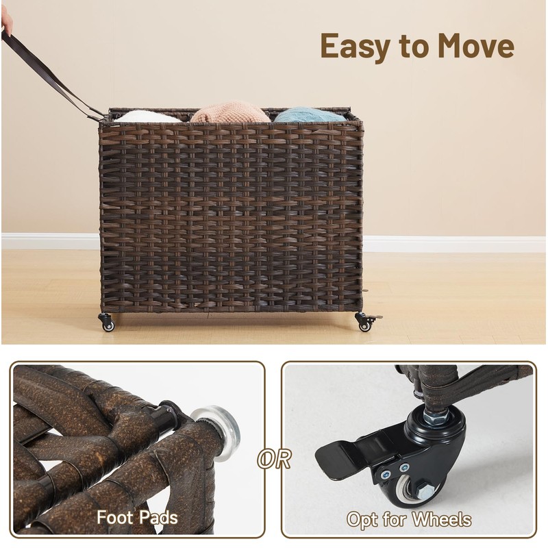 Laundry Hamper with Wheels, 52.8 Gallon(200L) Rolling Laundry Basket with