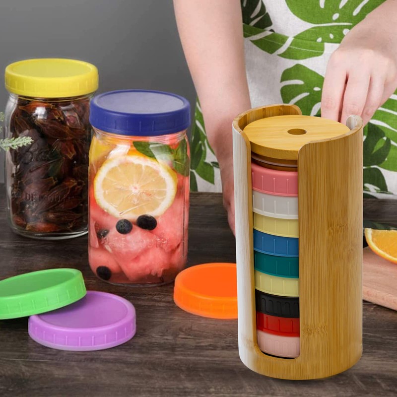QOOMABA Mason Jar Lid Organizer (2pcs), Mason Jar Lid Storage