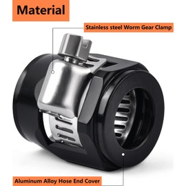 10AN Hex Fuel Hose Finisher Clamp Aluminium with Screw Band for Stainless Braided Hoses,Rubber Hoses end Finisher,Fits as/Oil/Fuel/Diesel/Air and Water Hose Tube-Black 2PCS