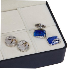SHERCHPRY Black Cufflink Box Tie Bar Case Tie Clip Storage Case B06 Trolley Case Jewelry Box Coworker