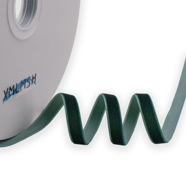 XMLMSH Green Velvet Ribbon 3/8 Inch Single Face Nylon for Gift Wrapping, Hair Bows, Choker, Wedding Decorations, Cafts, Bouquet - 25 Yards