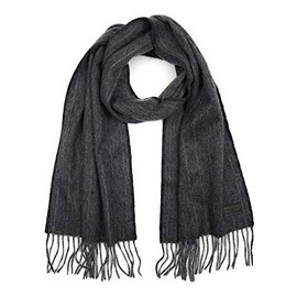 Hickey Freeman Patterned 100% Italian Cashmere Scarf for Men – Ultra-Soft Men’s Winter Scarves, 66-Inches x 12-Inches, Charcoal Chalk Stripe