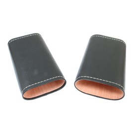 HGV Lorry Enamel Cigar Tube Leather Covered Black Case With Cedar Lining In Gift Box 633