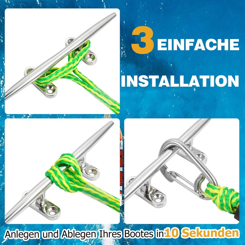 Bungee Boat Dock Line con clip in acciaio inox 316,