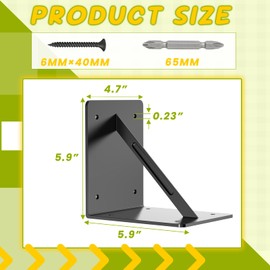 TAYORY 2 Pcs Shelf Brackets, 6"x 6"x 5" L Right Angle Brackets, L Bracket, for l Brackets for Wood, Pergola,Gazebo,Furniture Reinforcement, etc.