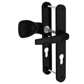 Bricard 7788923 Black Painted Euro Cylinder Handle Set on Emetal Plate, Stand and Spoiler for Front Door